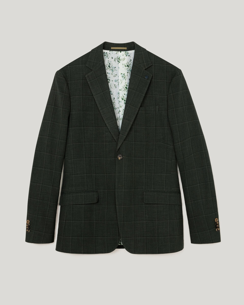 Windowpane Check Blazer, Khaki, hi-res